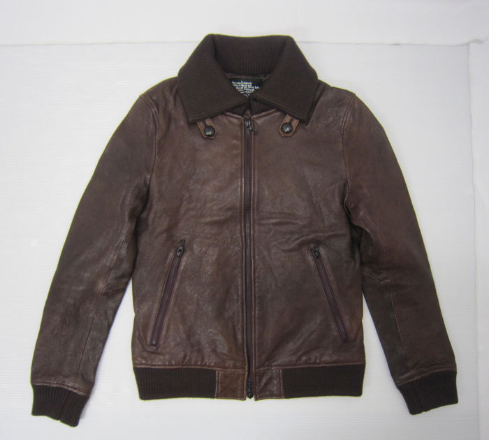 nano universe ナノユニバース ジップアップ レザージャケット ゴートスキン Mサイズ相当 くるみボタン zip-up leather jacket goat skin