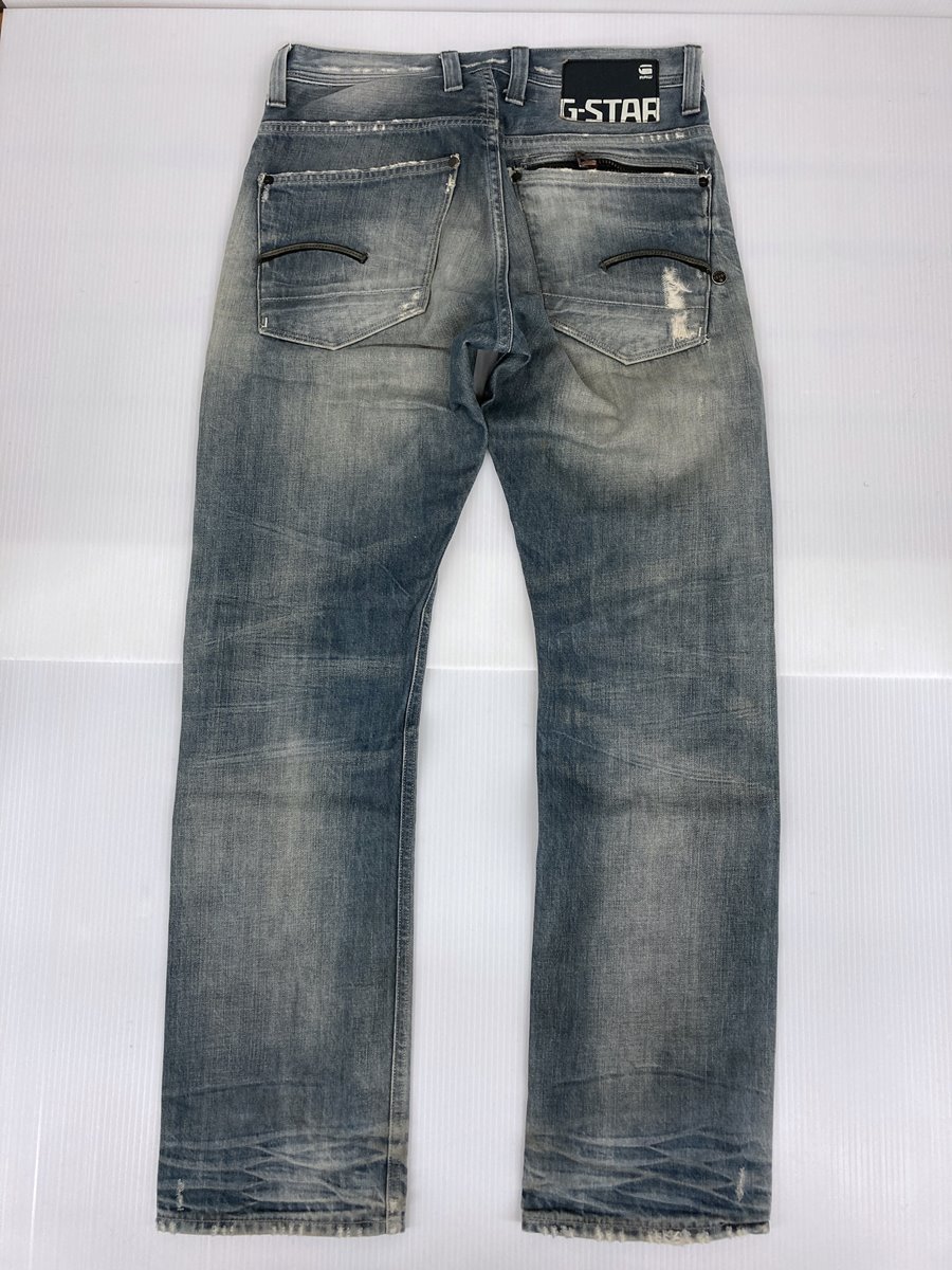 G-STAR RAW ジースター 3301 ATTACC ストレート デニムパンツ ダメージ加工 サイズ30 50566.3161.1146 チェーンステッチ ボタンフライ_画像1