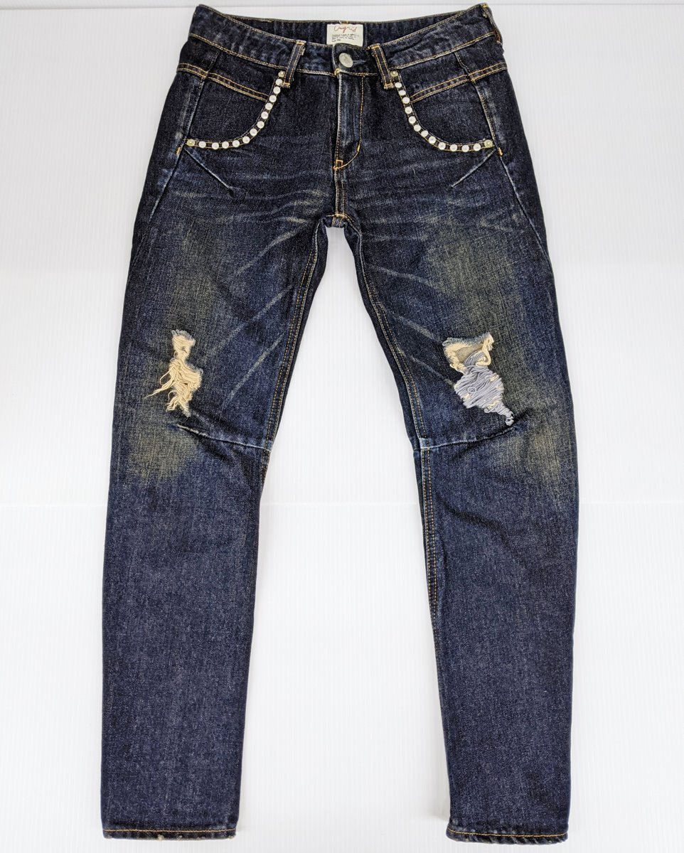Ungrid アングリッド スキニーフィット ダメージデニム レディース サイズ24 リベット装飾 skinny-fit damaged denim pants jeans_画像1