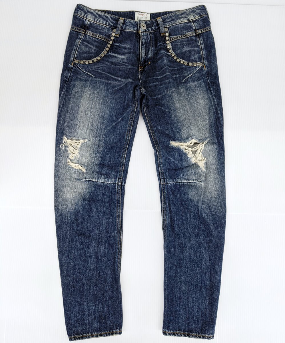 Ungrid アングリッド スキニーフィット ダメージデニム レディース サイズ25 リベット装飾 skinny-fit damaged denim pants jeans_画像1