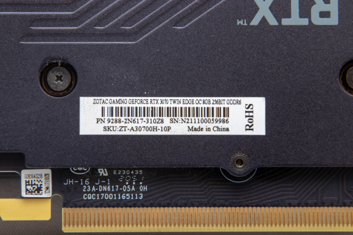 非LHR(non-LHR)】ZOTAC GeForce RTX 3070 Twin Edge 8GB【中古・動作 ...