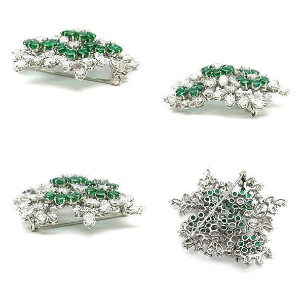 [ зеленый магазин ломбард ] Tiffany изумруд бриллиант брошь высокий ювелирные изделия [ б/у ]
