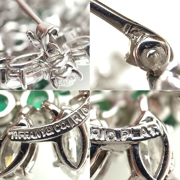 [ зеленый магазин ломбард ] Tiffany изумруд бриллиант брошь высокий ювелирные изделия [ б/у ]