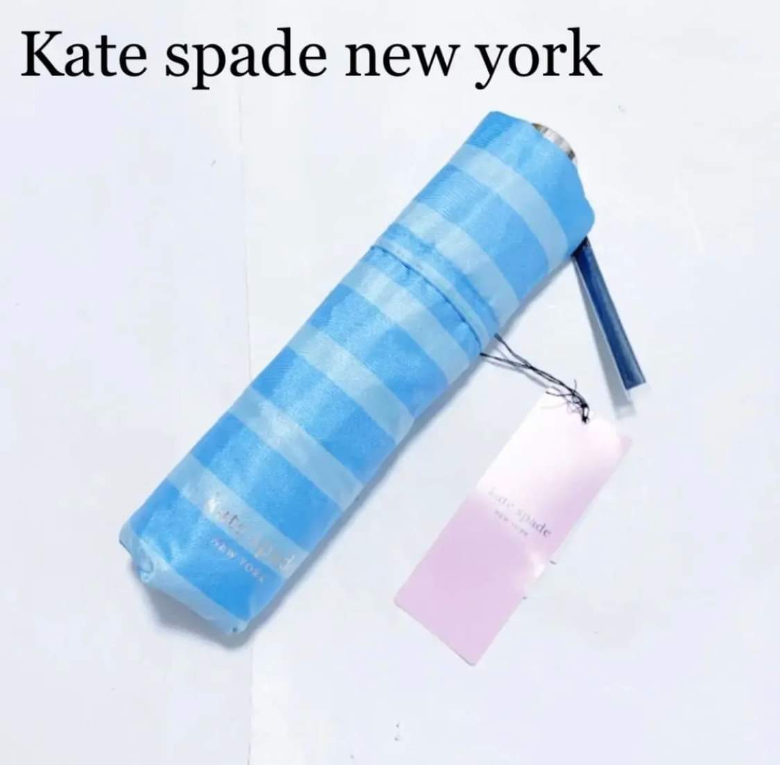 未使用　ケイトスペードニューヨーク雨傘　先染め 折りたたみ傘