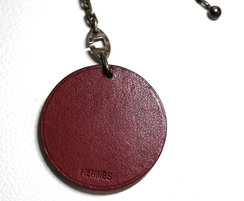  genuine article HERMES Hermes charm animal motif dog leather SV925 Brown silver key holder 