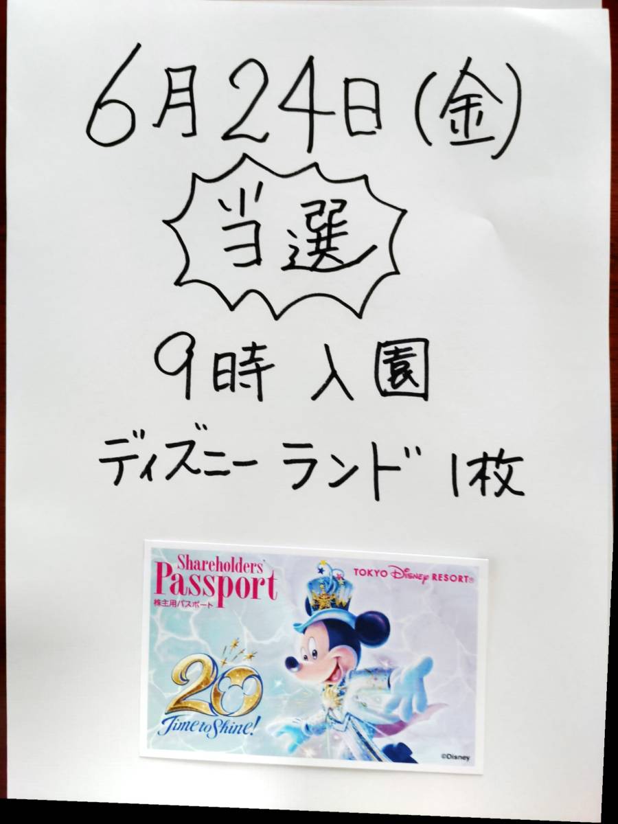 ランド６月２４日（金）９時入園　株主優待券　１枚_画像1