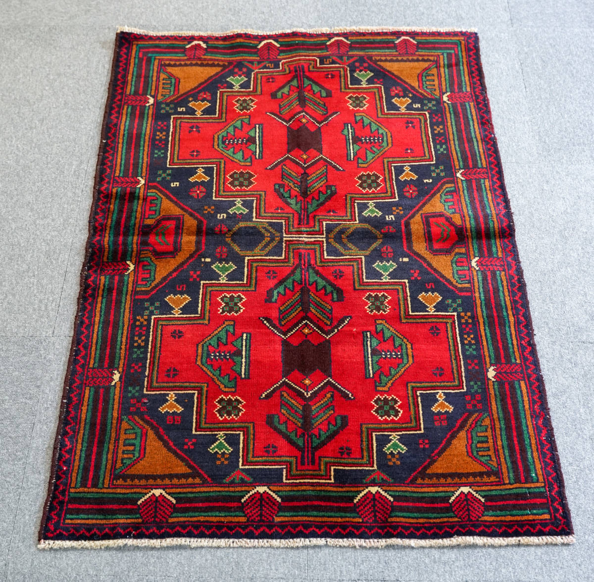 アフガニスタン トライバルラグ 手織り絨毯 size:243x73cm-