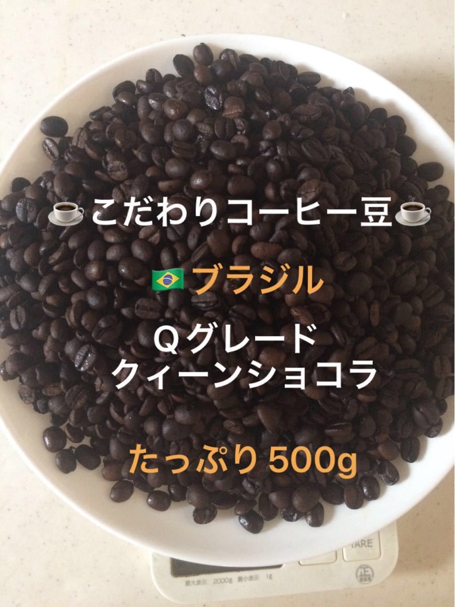 こだわりコーヒー豆　ブラジルNo.2　クィーンショコラ　500g 中深煎り自家焙煎珈琲　Qグレード84.33点
