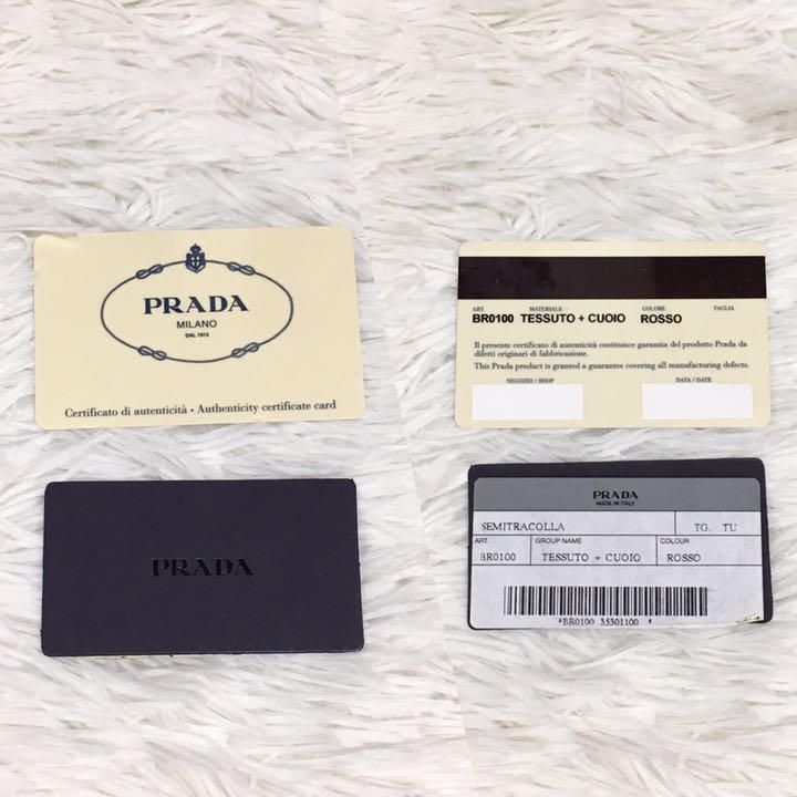 極美品PRADA ショルダーバッグ ナイロン×レザー 赤 三角ロゴ 白タグ