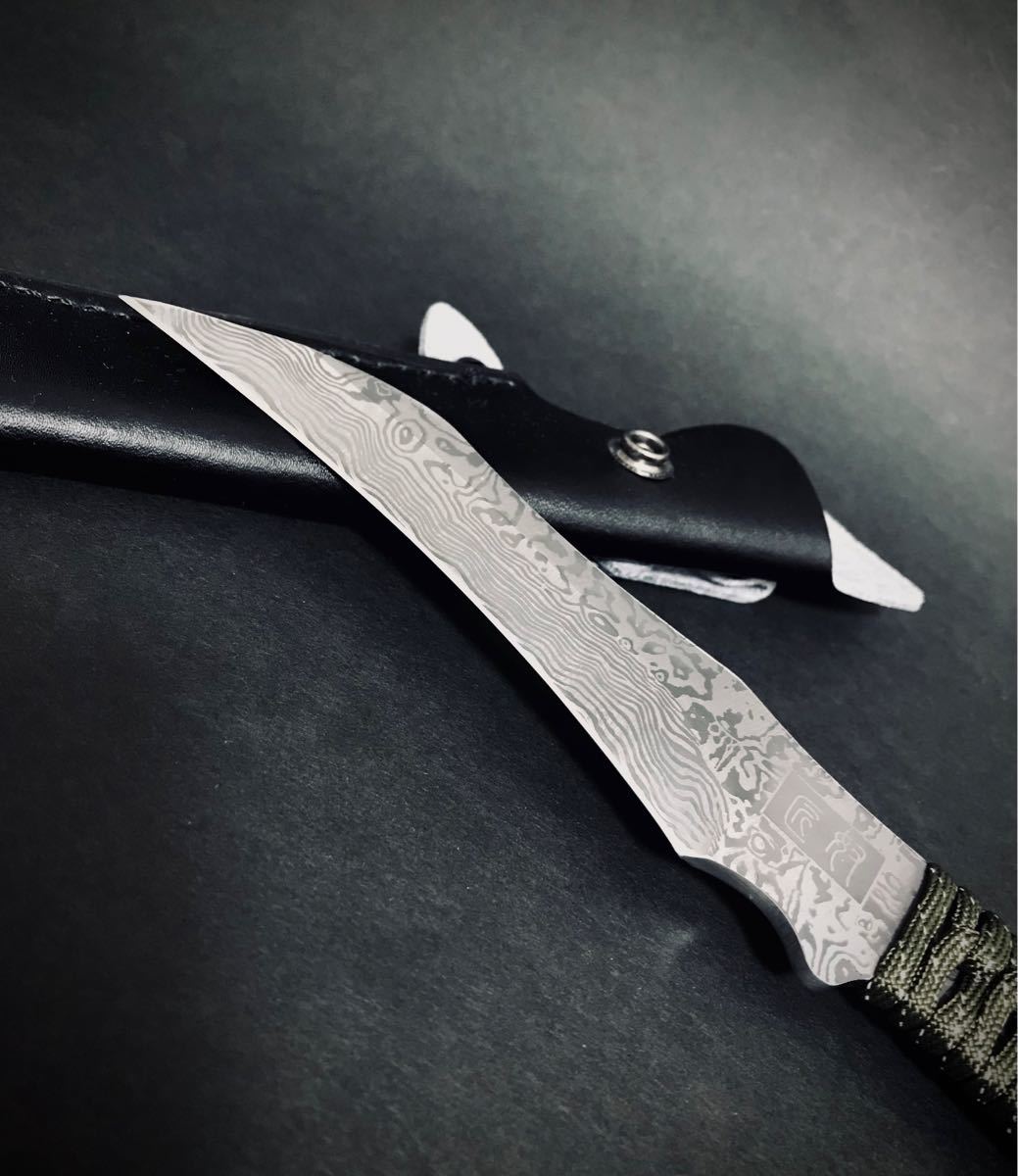 ナイフ　#043　 [腐蝕紋様] 　シースナイフ　アウトドア　ブッシュクラフト