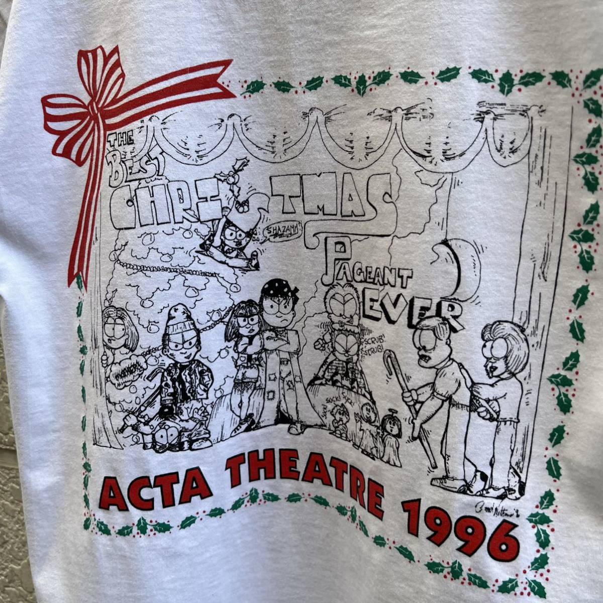 90s USA製 プリントTシャツ 白 ホワイト バックプリント JERZEES ジャージーズ アメリカ製 古着 vintage ヴィンテージ  ボーイズ L