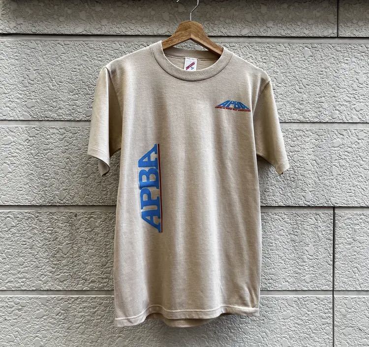 80s 90s USA製 プリントTシャツ ベージュ APBA ボートレース JERZEES ジャージーズ アメリカ製 古着 vintage ヴィンテージ Mサイズの画像1