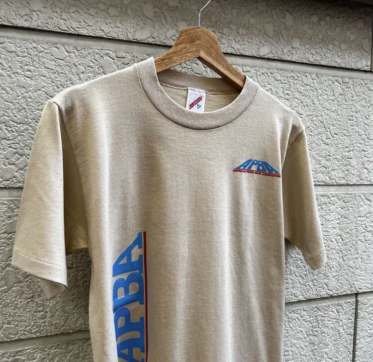 80s 90s USA製 プリントTシャツ ベージュ APBA ボートレース JERZEES ジャージーズ アメリカ製 古着 vintage ヴィンテージ Mサイズの画像3