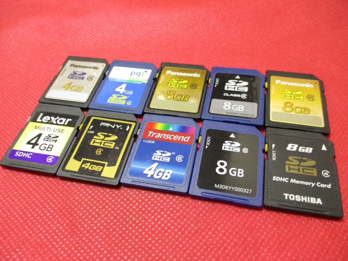 SDカード 10枚 フォーマット済み 4GB 5枚 8GB 5枚 TOSHIBA 