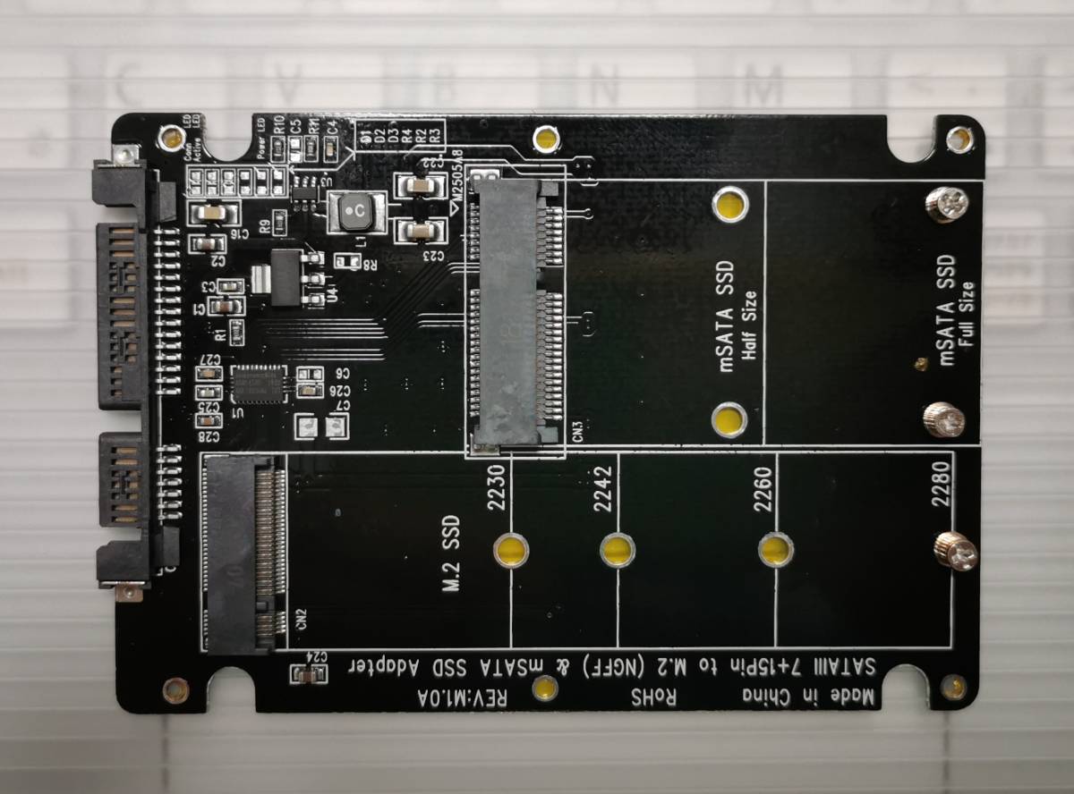 ■mSATA & M.2 SSD → 2.5インチ SATA変換アダプター(黒)_画像1