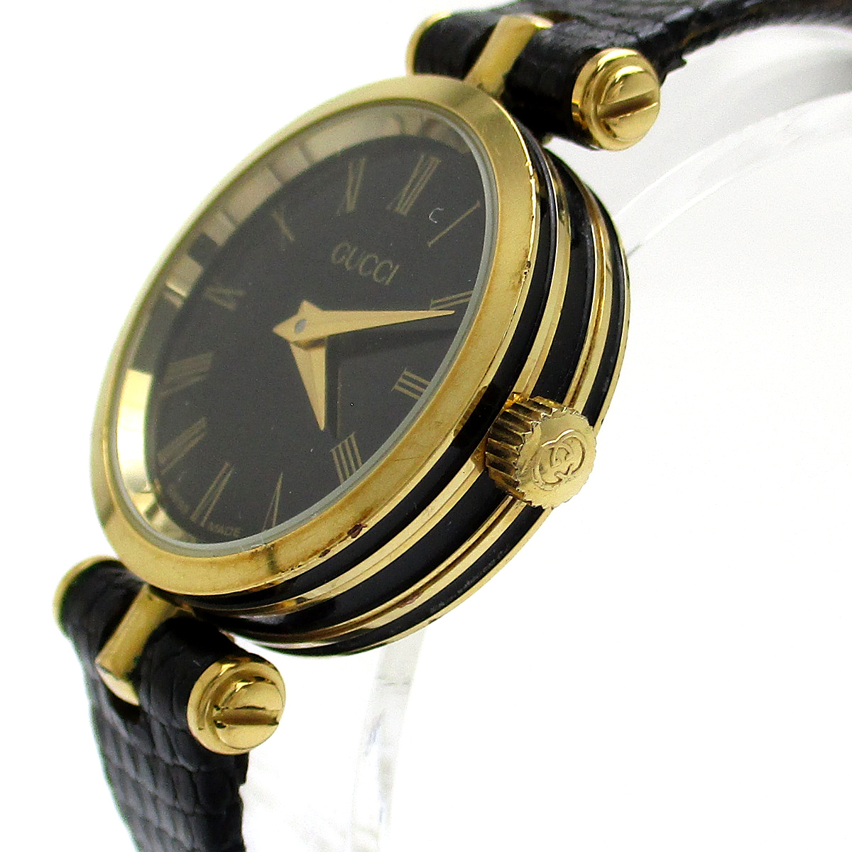 グッチ 時計 シェリーライン レディース ローマ数字 黒文字盤 腕時計
