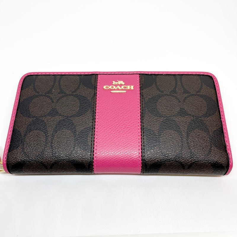 人気定番の小物お試し価格!】 COACH 長財布 シグネチャー ブラック ピンク [正規品