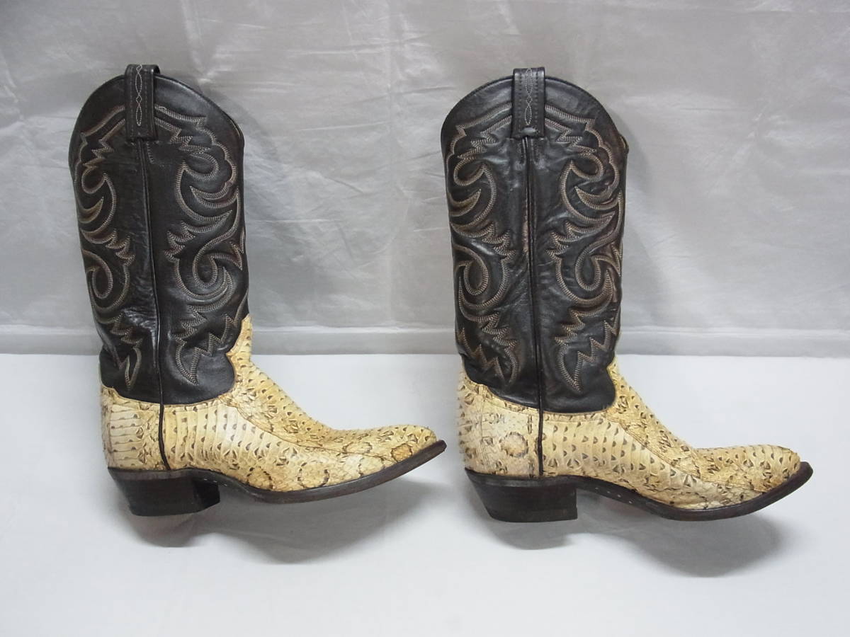 [F black ] Vintage Tony Lama Tony Lama python western boots 7 1/2 EE*. Sune -k snake leather western boots *USED 100