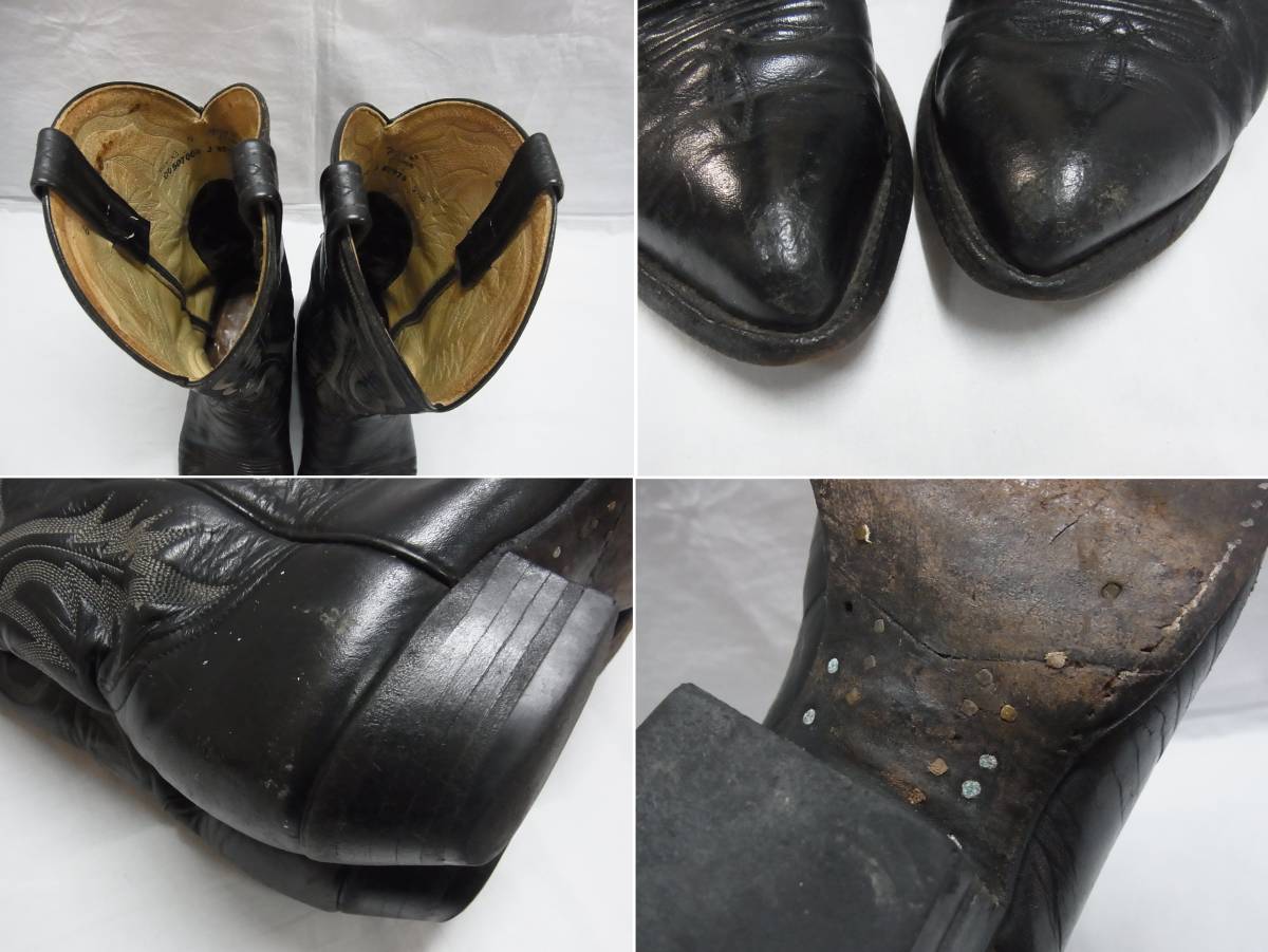 [E] Vintage *Tony Lama Tony Lama western boots *7 1/2* black leather western boots *USED 100