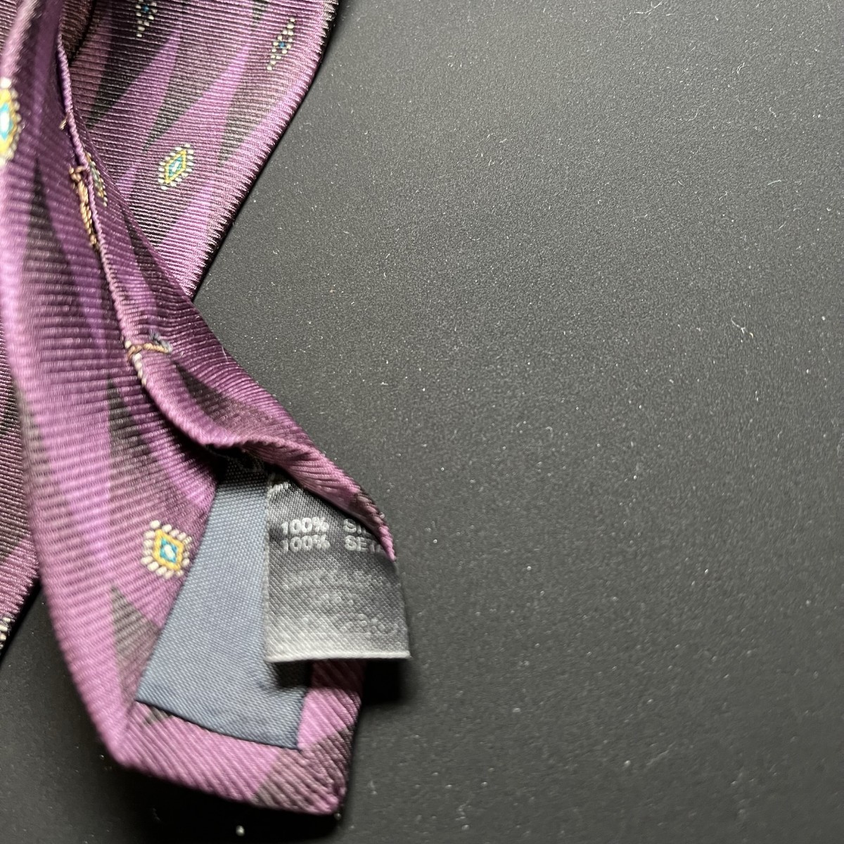 五大陸 gotairiku ネクタイ シルク パープル ダイヤ柄 高貴 ハイブランド レギュラー USED 紫 絹