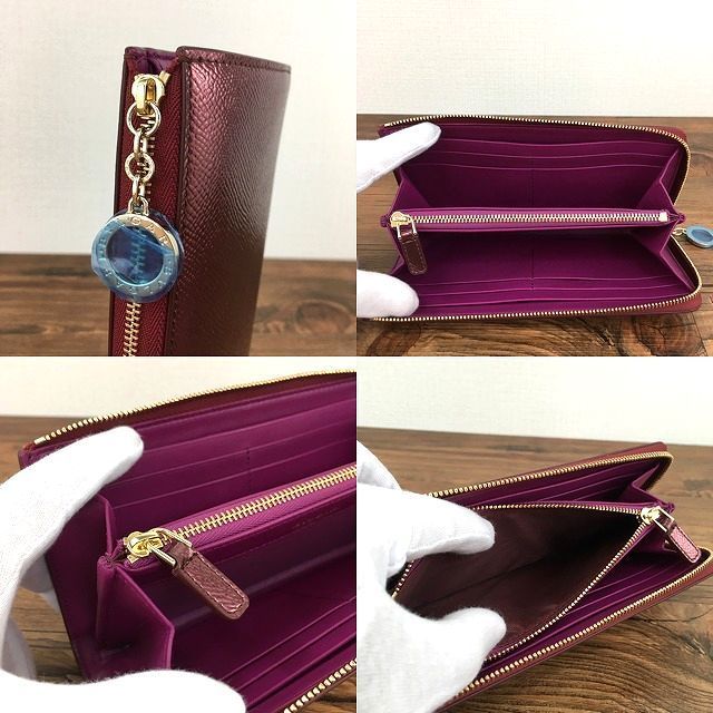 ☆送料無料☆ 未使用品 BVLGARI 長財布 メタルレッド Lジファスナー