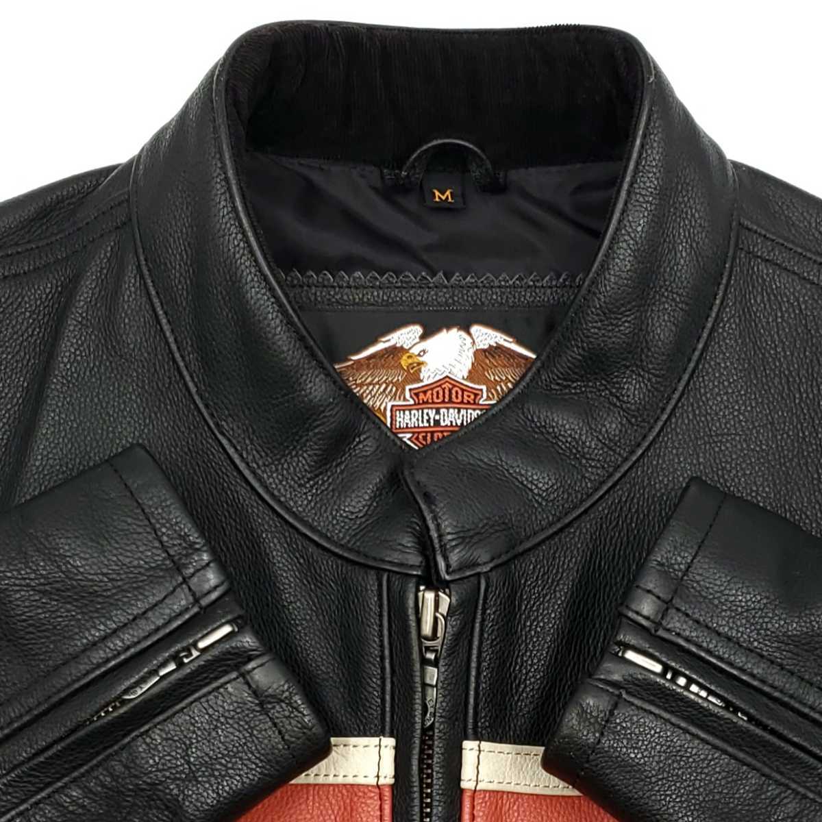 輝く高品質な ワッペン&刺繍◇HARLEY-DAVIDSON◇レザーライダース ...