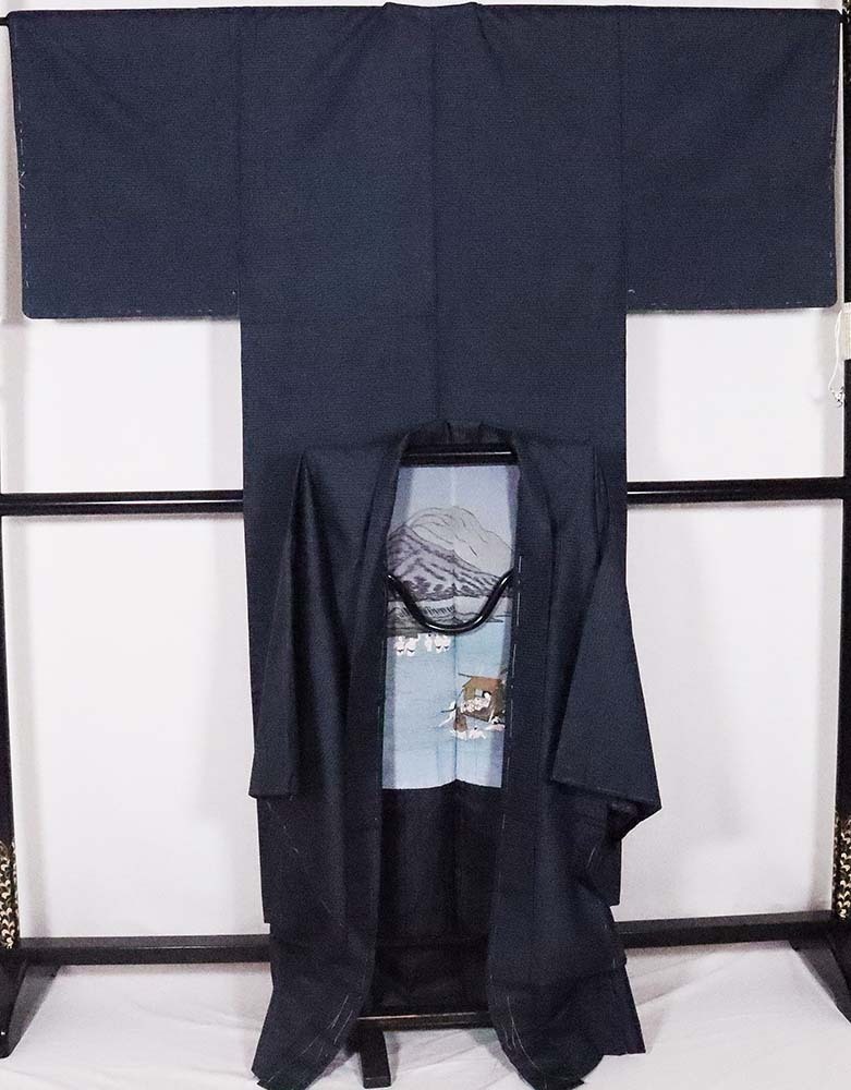 ヤフオク! - 【送料無料】紳士用 大島紬アンサンブル 正絹 紺小亀甲 身...