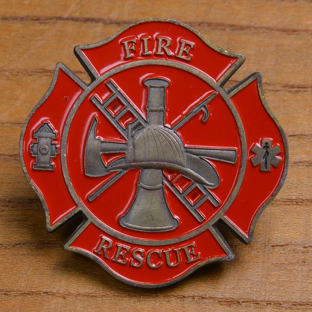 チャレンジコイン FIRE RESCUE マルタ十字型 消防 記念メダル Challenge Coin 記念コイン_画像1