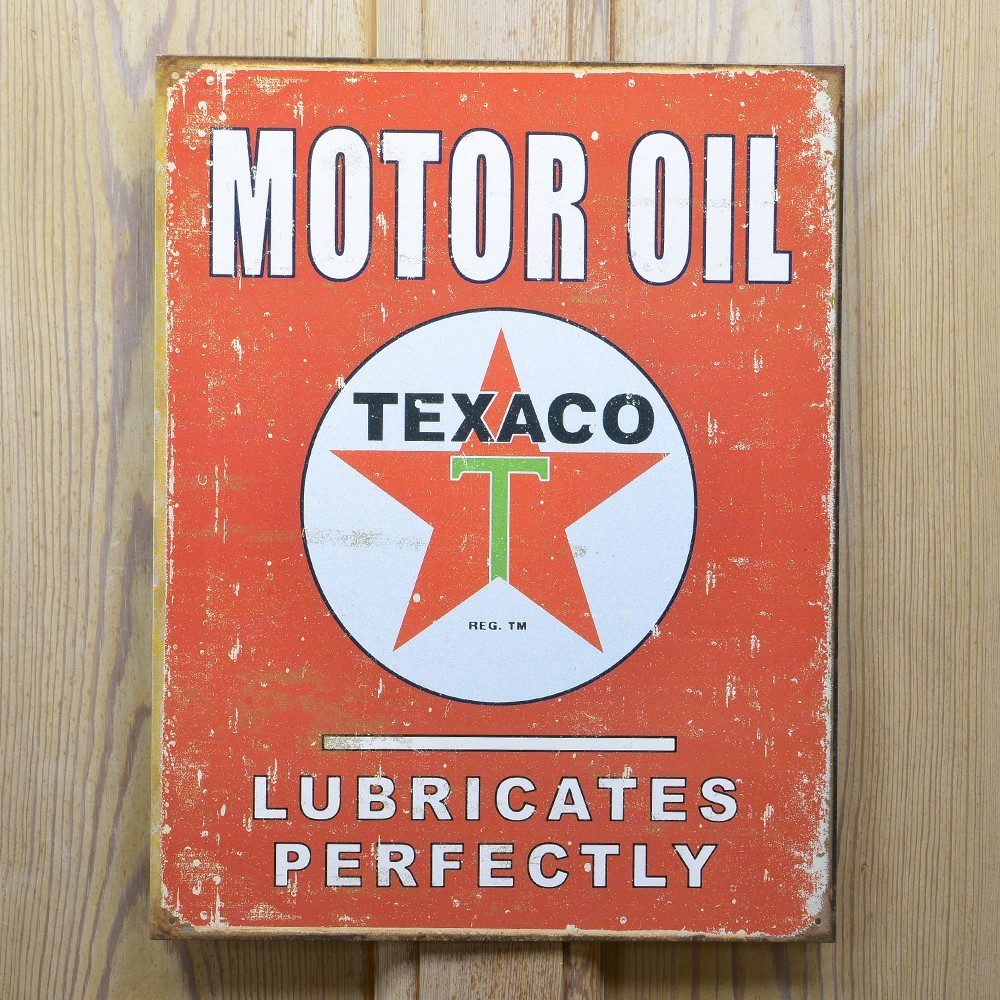 ブリキ看板 テキサコ Lubricates Perfect TEXACO モーターオイル | ブリキカンバン ティンサイン_画像1