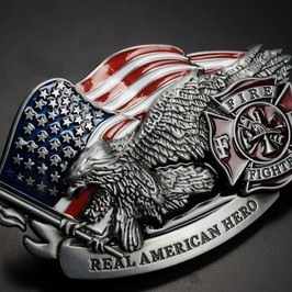 ベルトバックル 消防隊 イーグル 星条旗 REAL AMERICAN HERO リアルアメリカンヒーロー 鷲 フラッグ_画像2