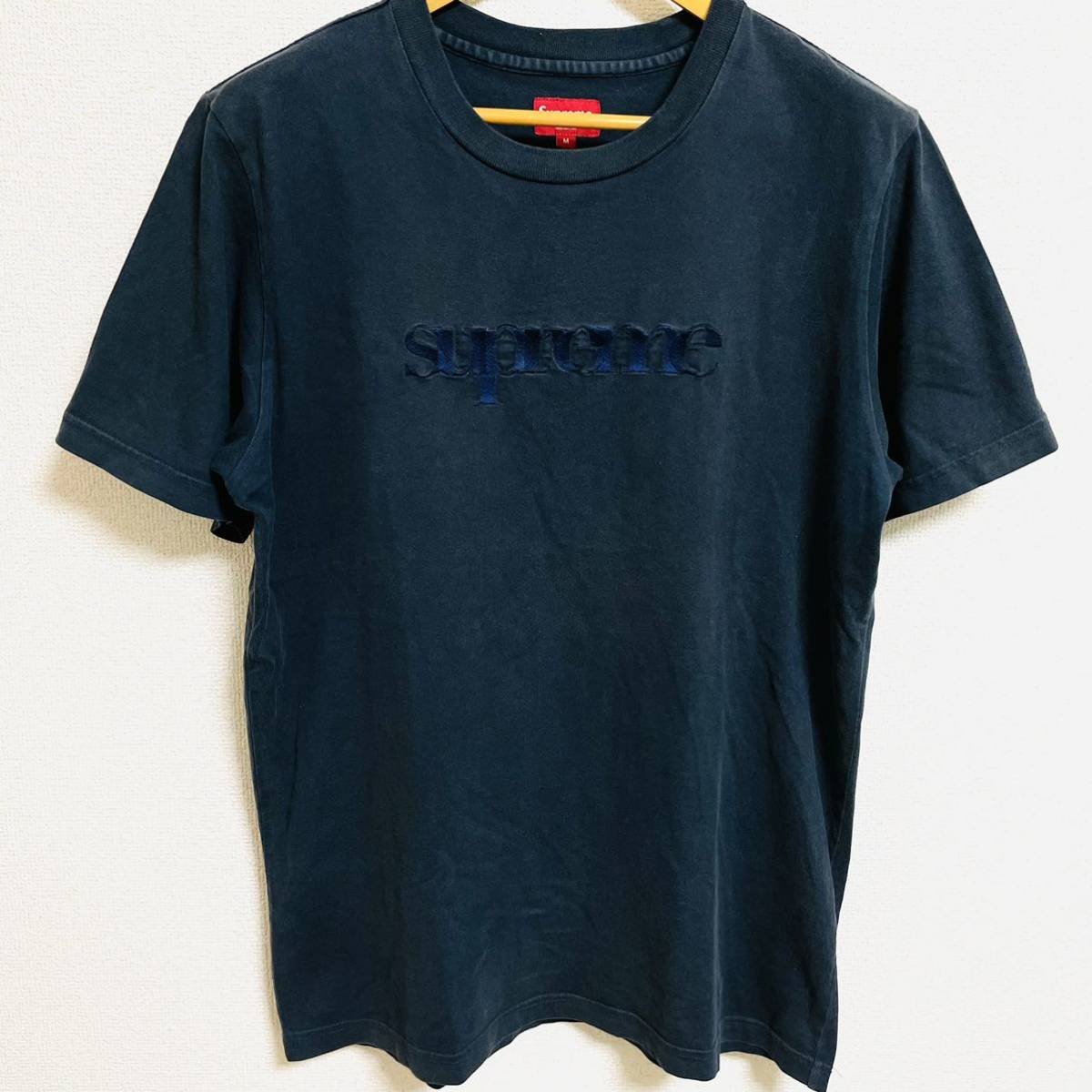 Supreme Tonal Embroidered Tee Navy M 紺 トーナル 胸ロゴ デカロゴ_画像1