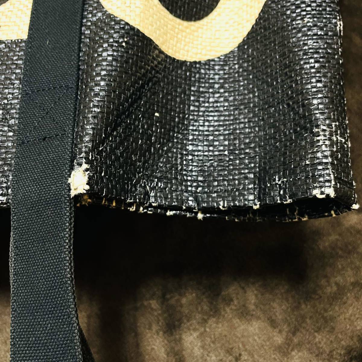 Supreme Raffia Tote Bag Black White 20ss 黒 白 ラフィア トート バッグ ビッグロゴ デカロゴ 手提げバッグ ボックスロゴ_画像6