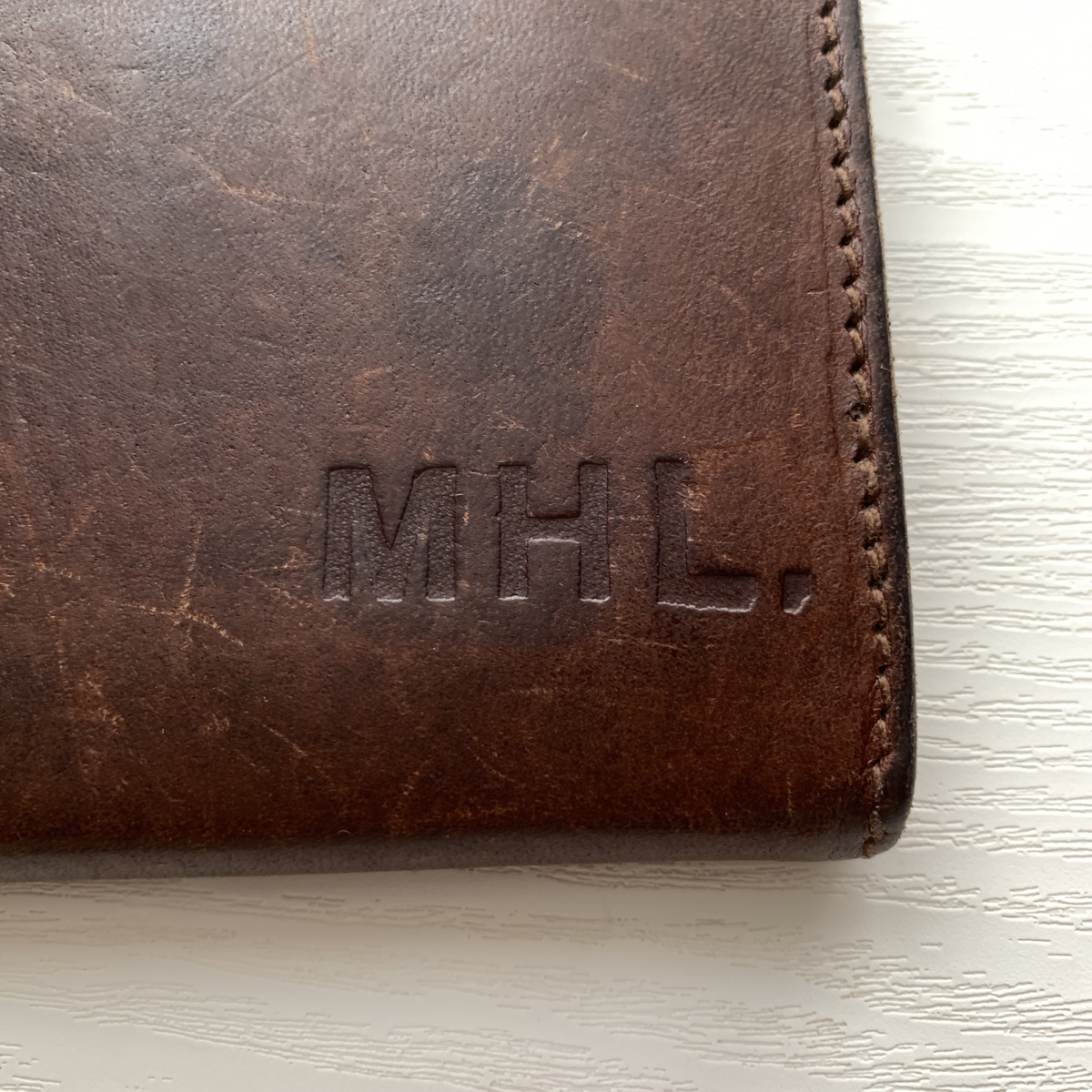 MARGARET HOWELL MHL. TOUGH LEATHER Compact Wallet マーガレットハウエル タフ レザー 2つ折り 財布  ダーク ブラウン