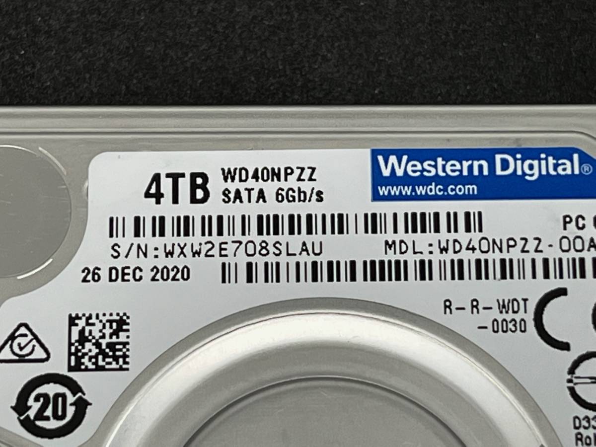 【送料無料】　★４ＴＢ★　WD40NPZZ　【使用時間：555ｈ】　Western Digital Blue　2.5インチ 内蔵 HDD　15mm　SATA600/5400rpm　稼働少_画像3