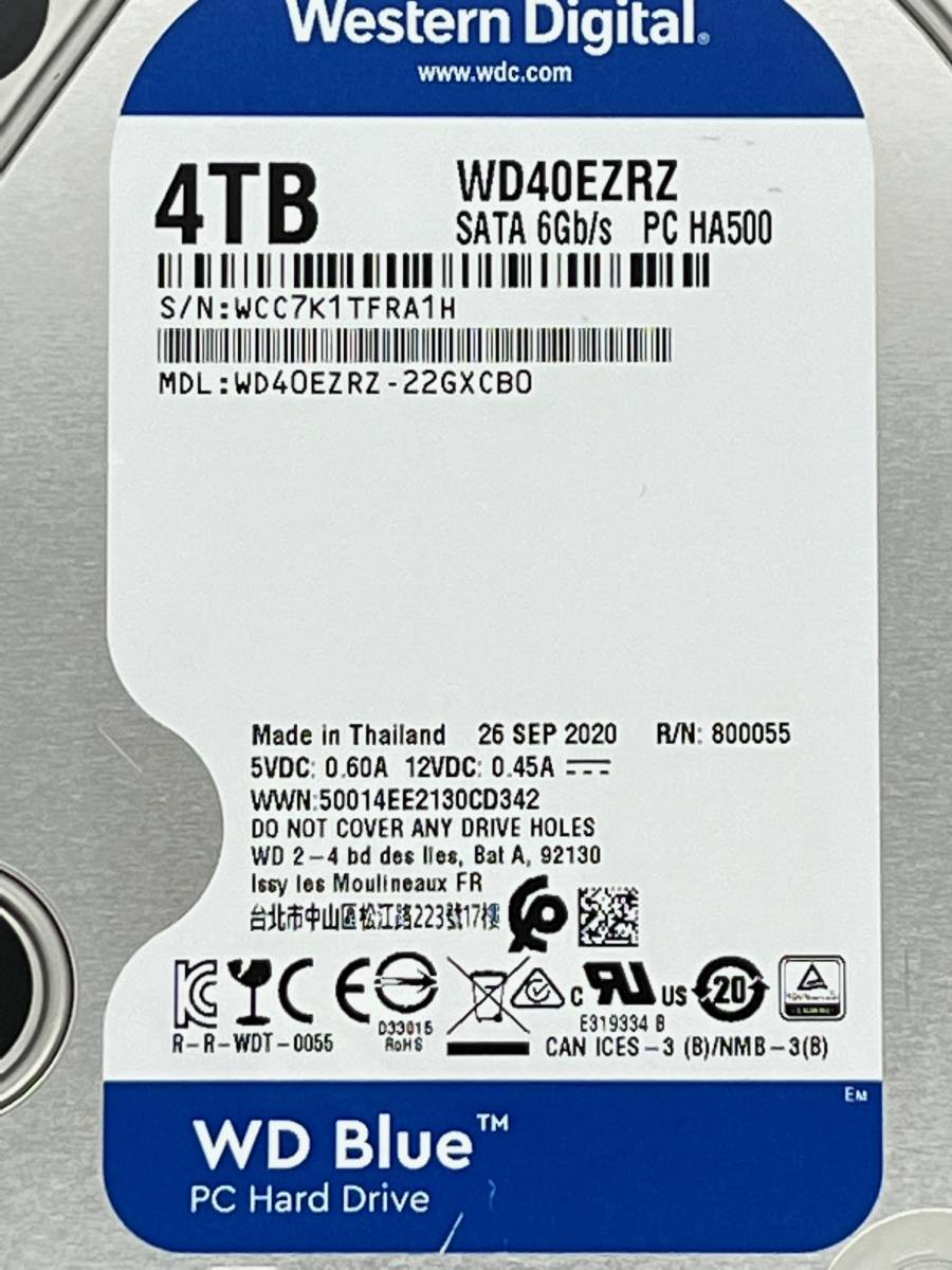【送料無料】 ★ ４ＴＢ ★　WD40EZRZ　【使用時間：7063ｈ】　Western Digital Blue　3.5インチ 内蔵 HDD　SATA600/5400rpm WD/青 良品_画像3