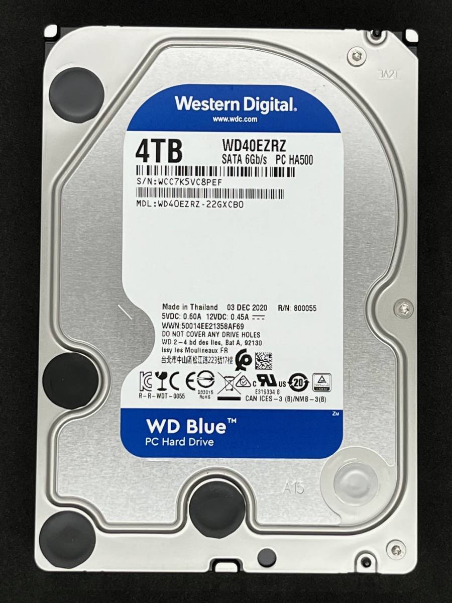 【送料無料】 ★ ４ＴＢ ★　WD40EZRZ　【使用時間：109ｈ】　Western Digital Blue　3.5インチ 内蔵 HDD　SATA600/5400rpm　稼働極少_画像1
