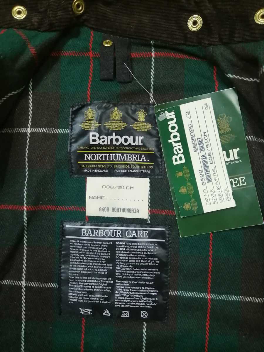 DEADSTOCK◎ 1988 Barbour northumbria c36 80s ビンテージ バブアー