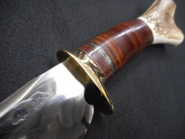 ナイフ　アメリカのジム　珍し初期作品　美しい鍛造ハマグリ刃に多くの色とりどりの金属ワッシャーとレザーワッシャーの組み合わせ_画像3