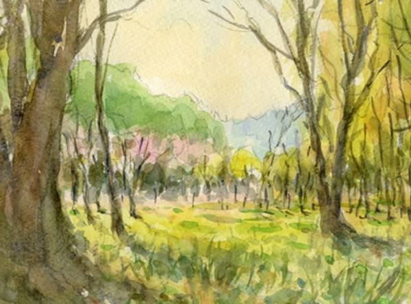 * watercolor painting * original picture [ cheap cloudiness .. spring *.....]*