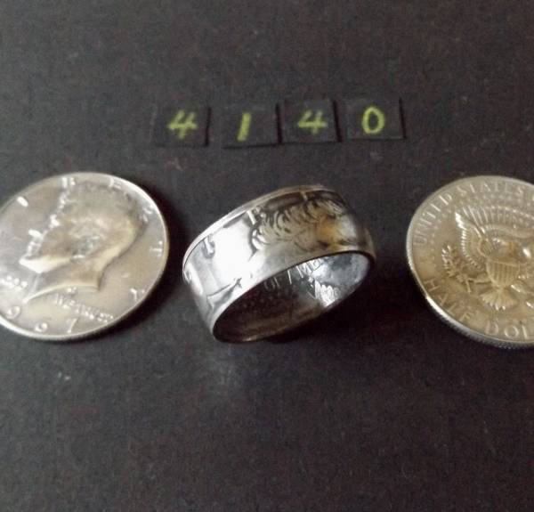 21号　コインリング　アメリカ ケネディー 50セント銀貨　手作り品 　 　(4140）送料無料 ケネディーの横顔きれいに見れます。_画像2