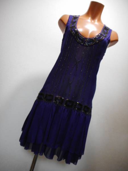  beautiful goods * Abahouse Abahouse Devinette* beads silk 100% One-piece * color is purple series *
