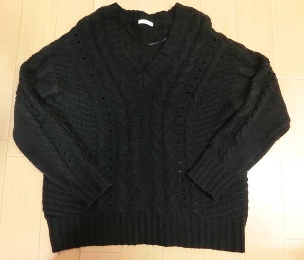値下げ☆GU☆ニットセーター ブラック size:M　ジーユー_画像1
