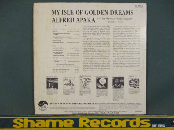 Alfred Apaka ： My Isle Of Golden Dreams LP // ハワイアン / ハワイ / Hawaii / 5点で送料無料_画像2