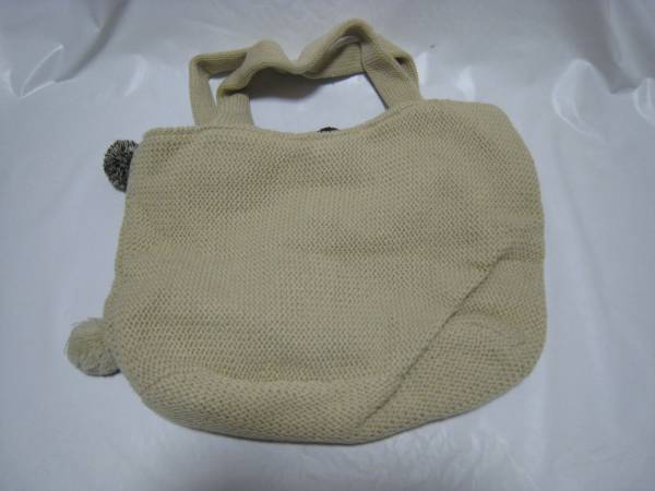3109* beautiful goods *uni;que par vert dense Unic pa- Vert Dense knitted beige handbag * Kawai i*