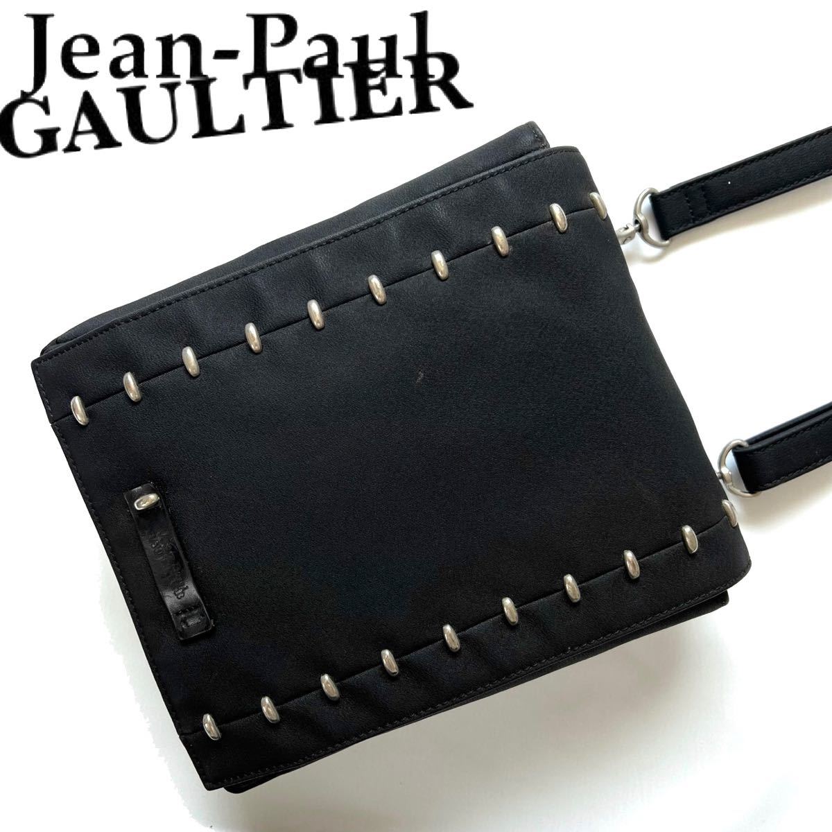 【送料無料】Jean Paul Gaultier ジャンポールゴルチエ ショルダーバッグ 黒 ブラック 斜め掛け ポシェット カバン 鞄 スタッズ