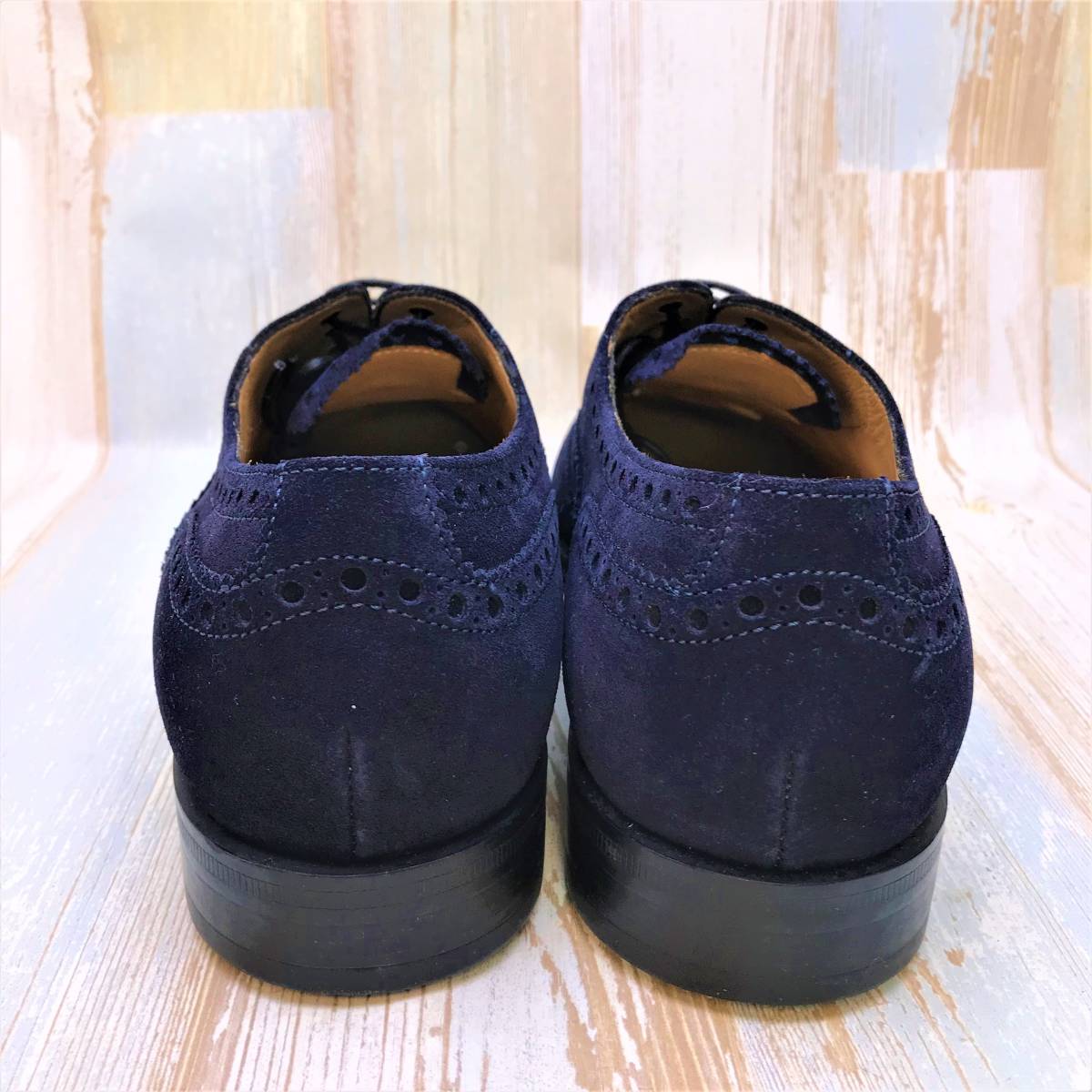  new goods *GIORGIO ARMANIjoru geo Armani wing chip suede shoes shoes navy navy blue color leather * approximately 24.5cm US6.5 size 40.5