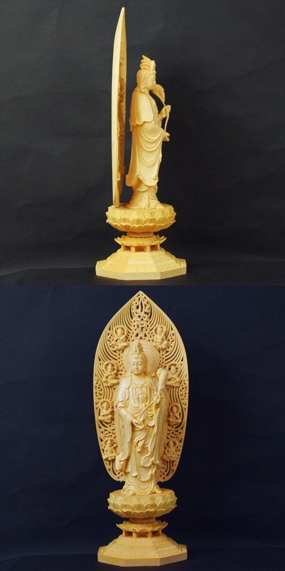勢至菩薩 木彫り 仏像 フィギュア 勢至菩薩像 立像 仏教美術 置物 425 