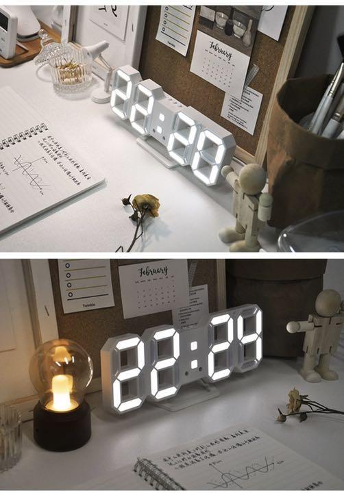 デジタル 壁掛け 置き時計 2wayタイプ　LED ホワイト 3D 日本語説明書_画像7