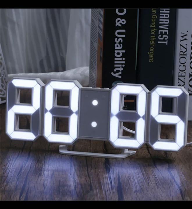 デジタル 壁掛け 置き時計 2wayタイプ　LED ホワイト 3D 日本語説明書_画像3