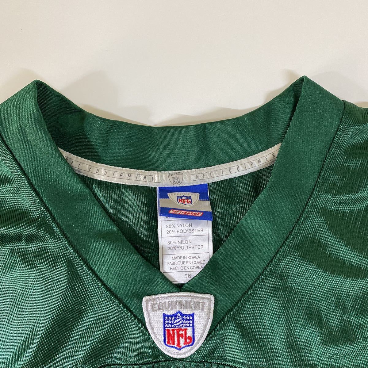 NFL Reebok リーボック ゲームシャツ アメフト アメリカンフットボール ユニフォーム NY JETS 56 古着 4 McDONALD